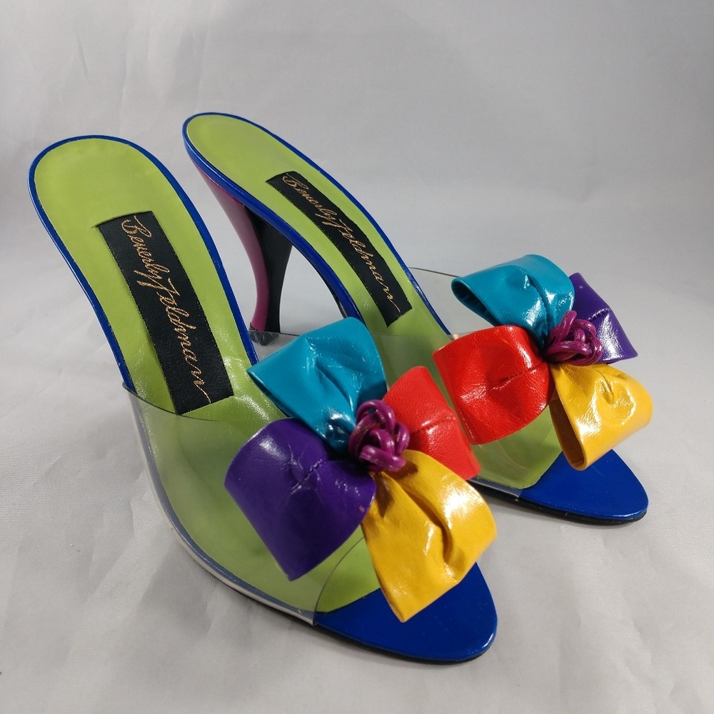 Colorblock Bow Slide Heels - Multicolor Women’s Mules